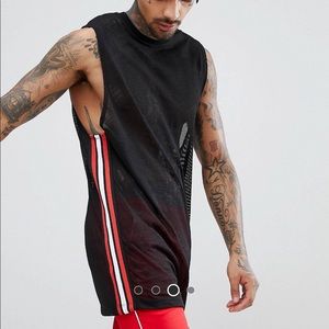 ASOS Super Longline Mesh Tank w/ Contrast Taping